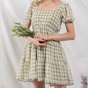 01. NEW Gingham Tie Back Dress NWOT by Mine
